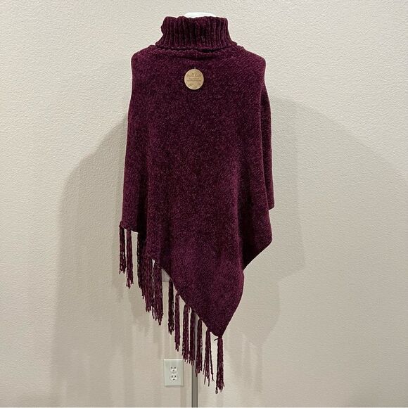Britts Knits Chenille Cowl Neck Poncho One Size - Picture 6 of 11